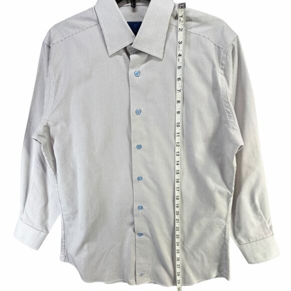 David Donahue Micro Dobby Dress Shirt Mens 15.5 White Formal Office Professional - Picture 7 of 14